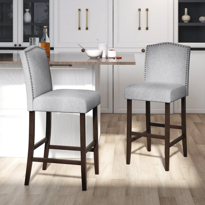 Set of 2 Bar Height Dining Side Barstools with Thick Cushion, Gray Bar Stools at Gallery Canada
