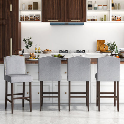 Set of 2 Bar Height Dining Side Barstools with Thick Cushion, Gray Bar Stools at Gallery Canada