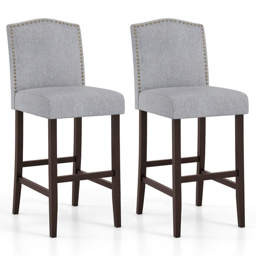 Set Of 2 Bar Height Dining Side Barstools, Gray