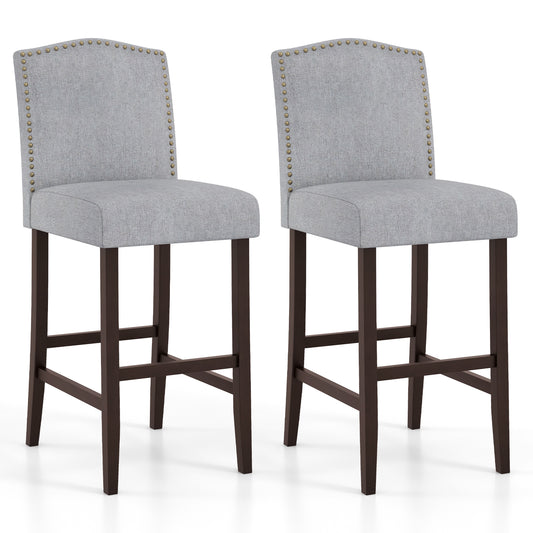 Set of 2 Bar Height Dining Side Barstools with Thick Cushion, Gray Bar Stools Gray at Gallery Canada