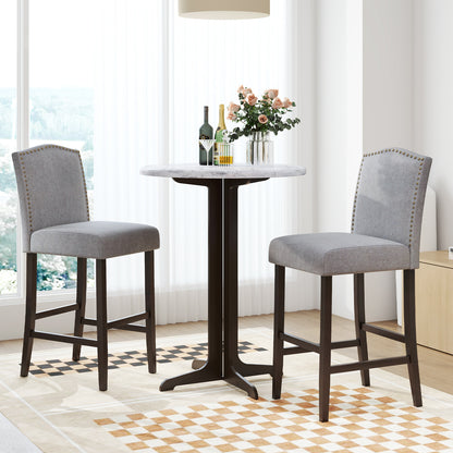 Set of 2 Bar Height Dining Side Barstools with Thick Cushion, Gray Bar Stools at Gallery Canada