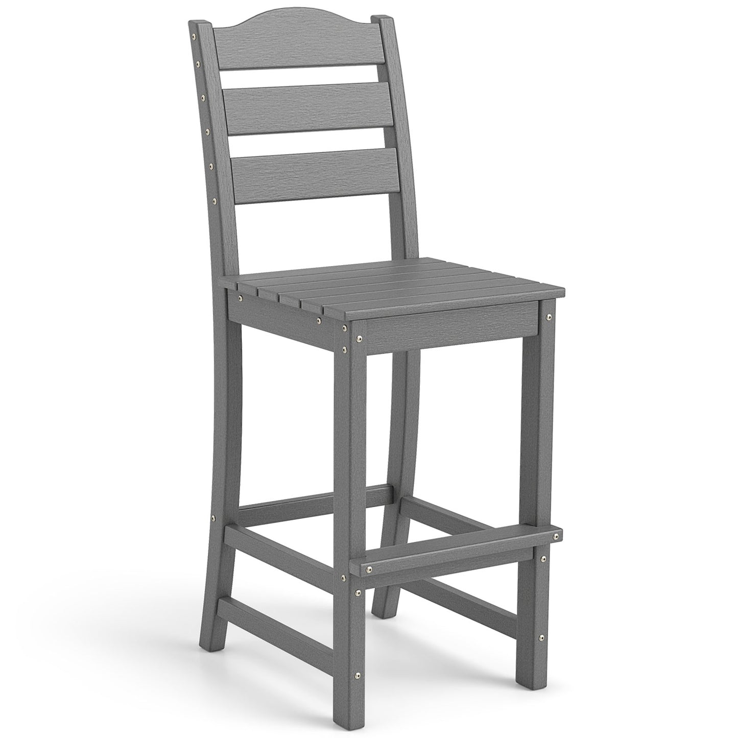 30 Inches Counter Height Bar Stool, With Backrest and Footrest, Gray Patio Bar Furniture Gray at Gallery Canada