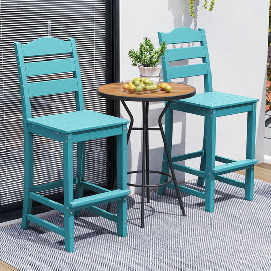 30 Inches Counter Height HDPE Bar Stool with Backrest and Footrest, Turquoise Patio Bar Furniture Turquoise at Gallery Canada