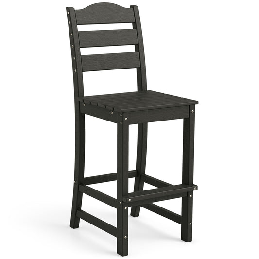 30 Inches HDPE Bar Stool With Backrest, Footrest, Black Patio Bar Furniture Black at Gallery Canada