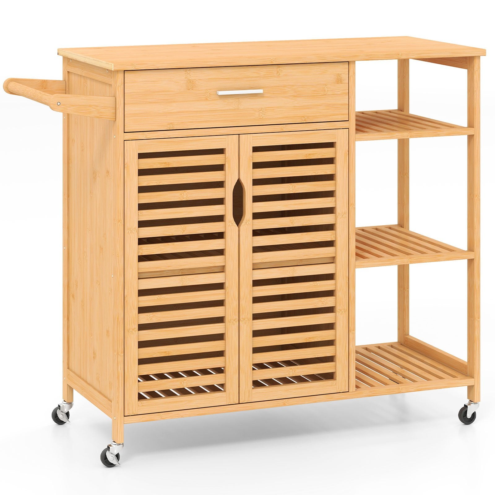 Kitchen Island Cart on Wheels with Sturdy Bamboo Frame, Natural Kitchen Islands & Carts at Gallery Canada