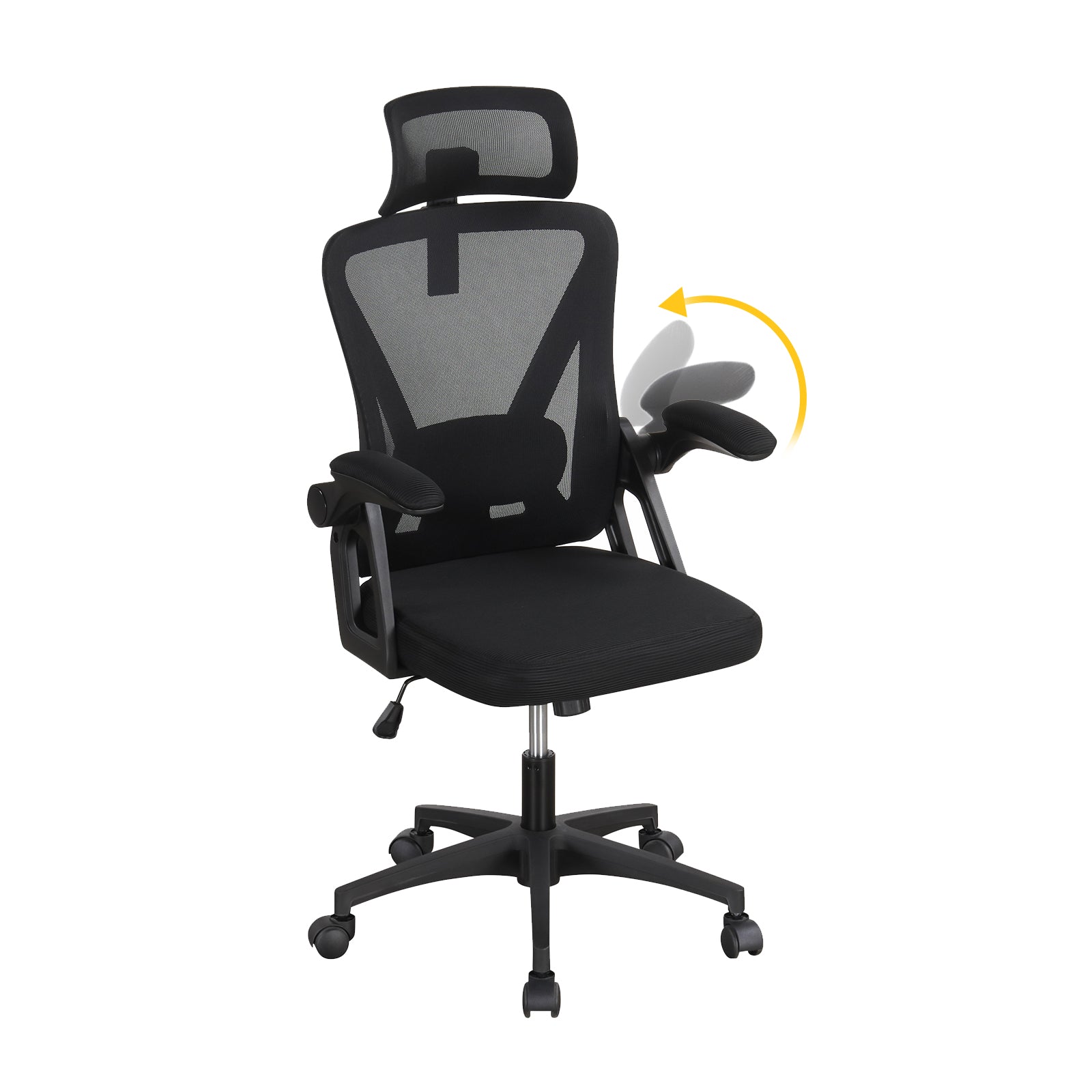 Ergonomic Mesh Office Chair with Adjustable Lumbar Support and Flip-up Armrests, Black Ergonomic Chairs at Gallery Canada
