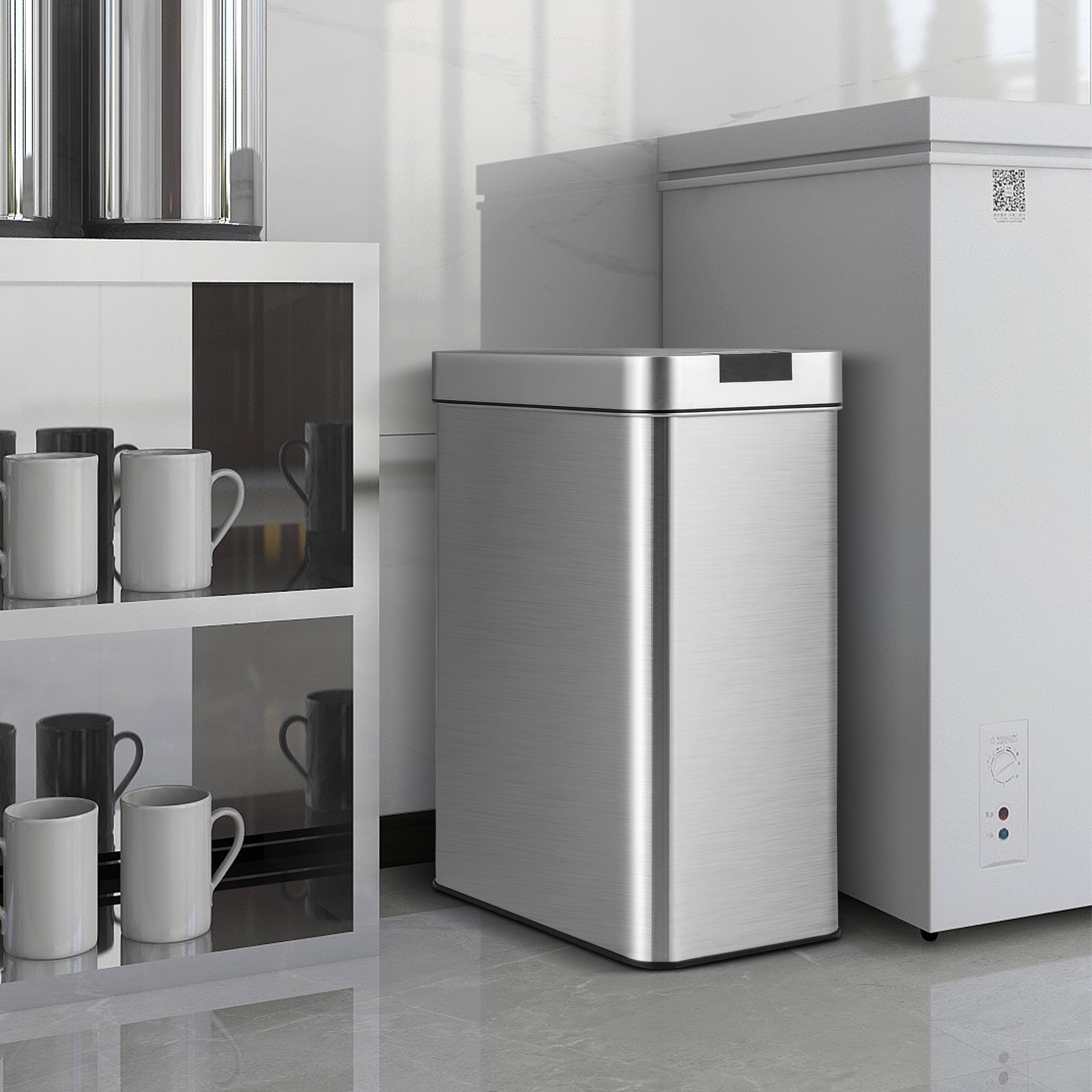 13.2 Gal Slim Kitchen Trash Can with Wing Lids and Stainless Steel Frame, Silver Kitchen Utensils at Gallery Canada