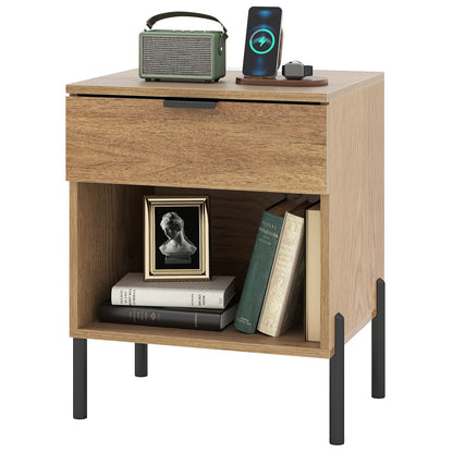 Modern Nightstand With Charging Station, Natural Nightstands at Gallery Canada