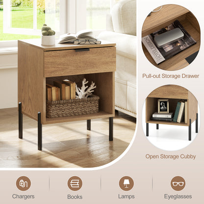 Modern Nightstand With Charging Station, Natural Nightstands at Gallery Canada