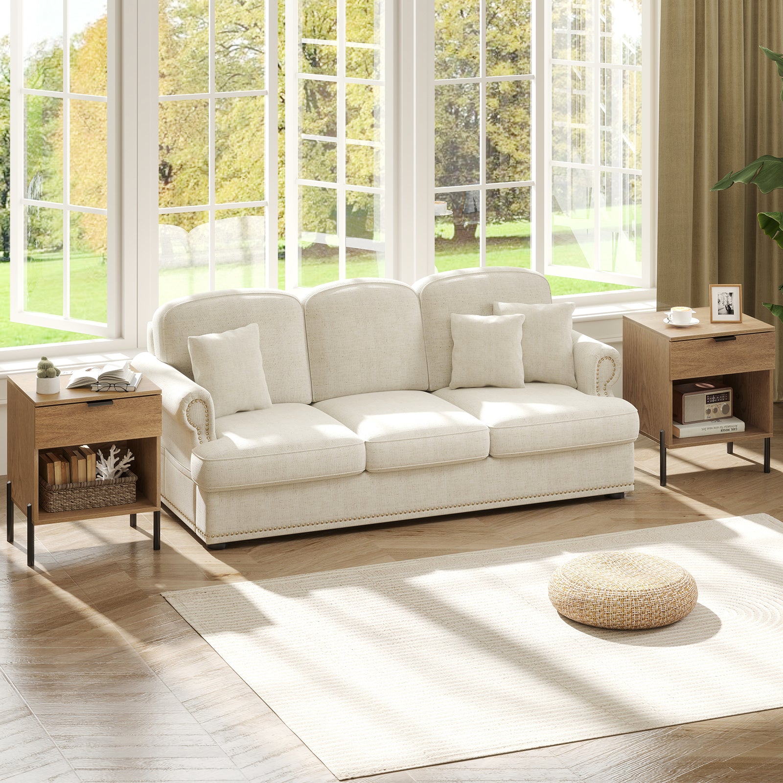 Modern Nightstand With Charging Station, Natural Nightstands at Gallery Canada
