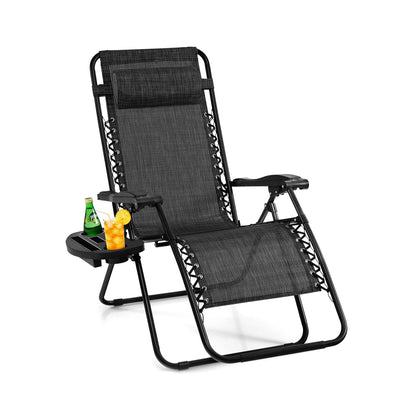 Outdoor Folding Zero Gravity Reclining Lounge Chair, Gray