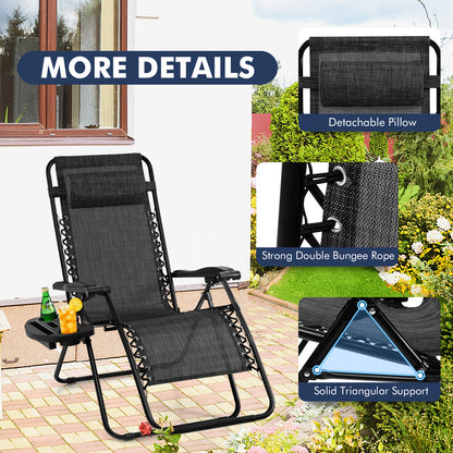 Outdoor Folding Zero Gravity Reclining Lounge Chair with Utility Tray, Gray Beach & Lawn Chairs at Gallery Canada