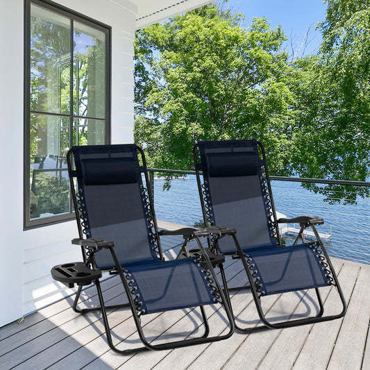 Outdoor Folding Zero Gravity Reclining Lounge Chair, Blue Beach & Lawn Chairs Blue at Gallery Canada