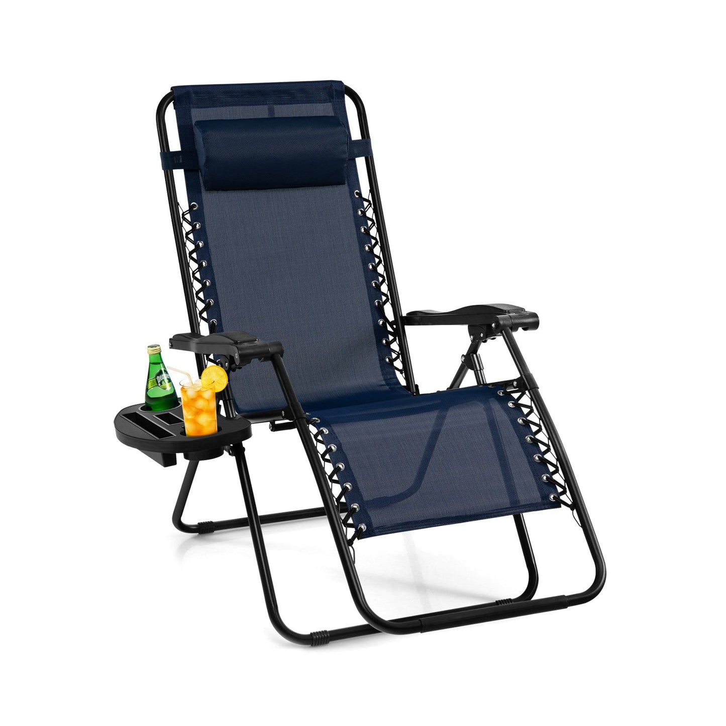 Outdoor Folding Zero Gravity Reclining Lounge Chair, Blue Beach & Lawn Chairs Blue at Gallery Canada