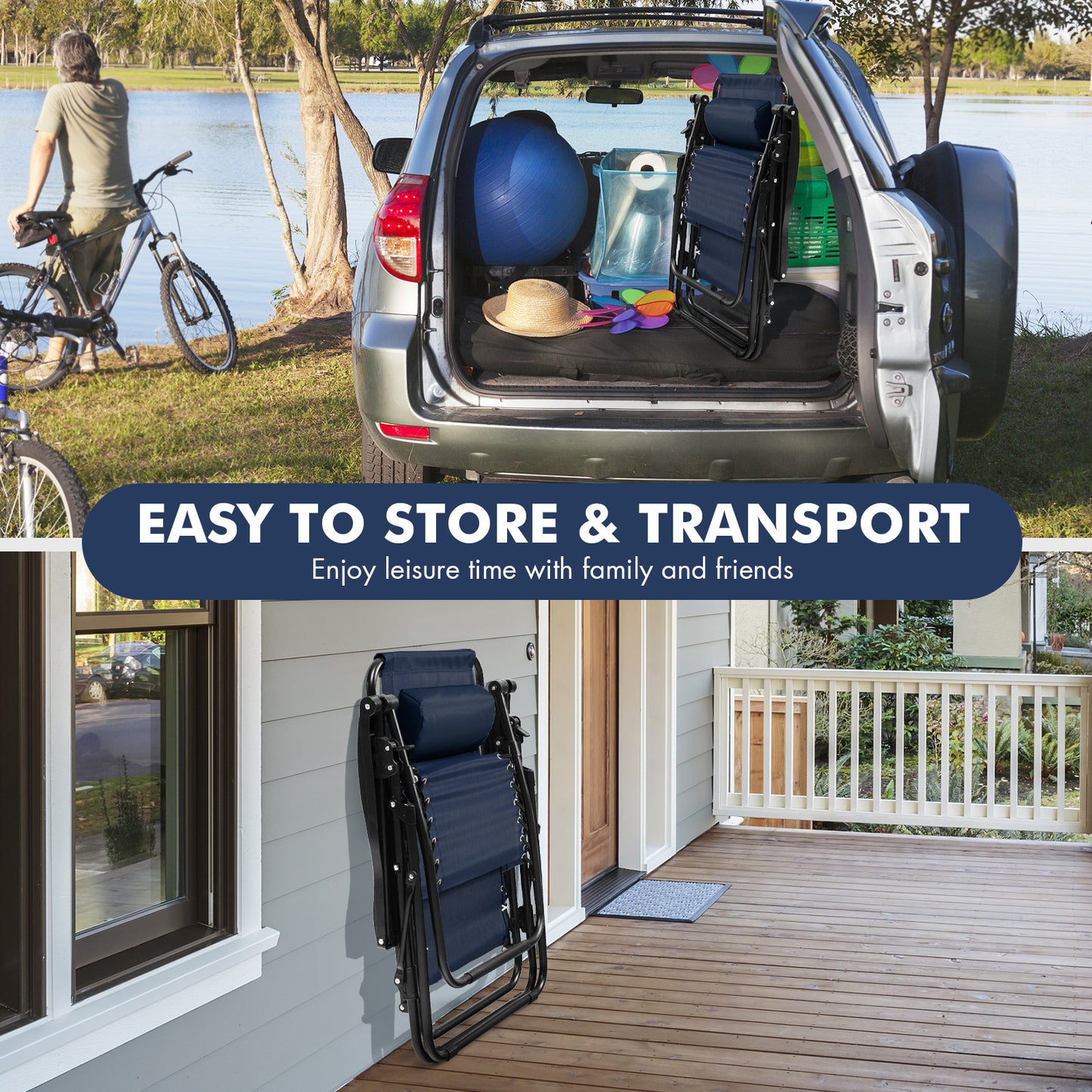 Outdoor Folding Zero Gravity Reclining Lounge Chair, Blue Beach & Lawn Chairs at Gallery Canada