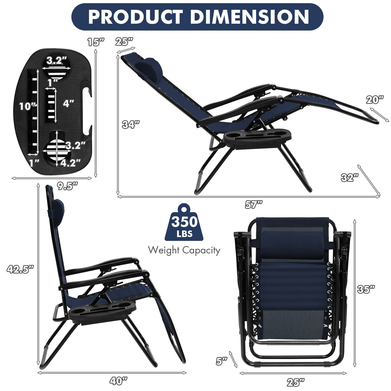 Outdoor Folding Zero Gravity Reclining Lounge Chair, Blue Beach & Lawn Chairs at Gallery Canada