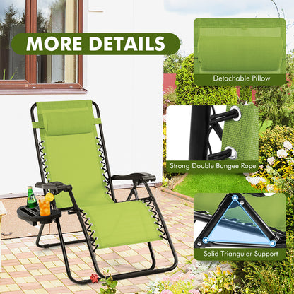 Outdoor Folding Zero Gravity Reclining Lounge Chair with Utility Tray, Green Beach & Lawn Chairs at Gallery Canada