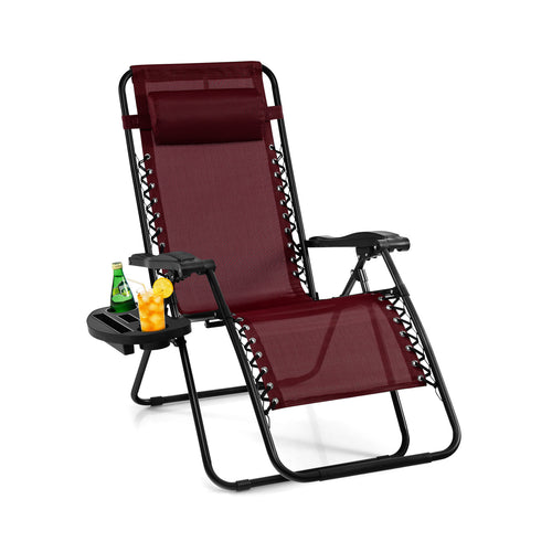 Outdoor Folding Zero Gravity Lounge Chair, Wine