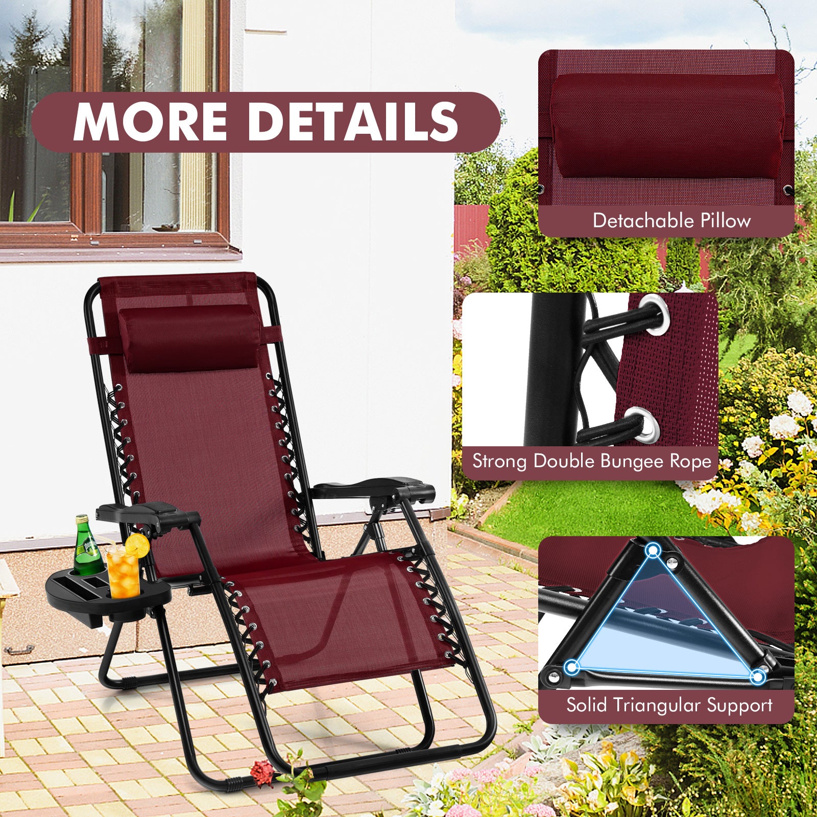 Outdoor Folding Zero Gravity Reclining Lounge Chair, Wine Beach & Lawn Chairs at Gallery Canada