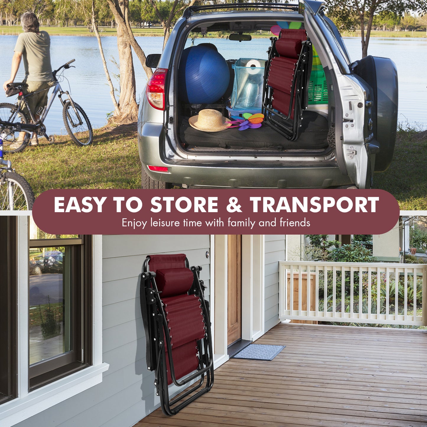 Outdoor Folding Zero Gravity Reclining Lounge Chair, Wine Beach & Lawn Chairs at Gallery Canada