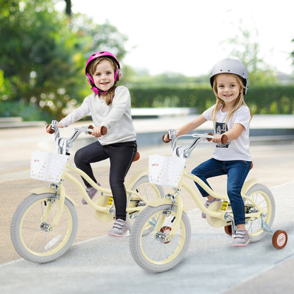 14 Inch Kids Bike Adjustable with Training Wheels Ages 3-8 Years Olds-14 inches, Beige Kids Bike at Gallery Canada