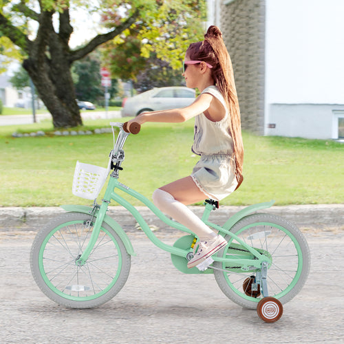Kids Bike, 18 Inches, Adjustable Seat, Bell, Ages 3-8, Green