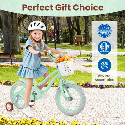 Kids Bike, 18 Inches, Adjustable Seat, Bell, Ages 3-8, Green Kids Bike at Gallery Canada