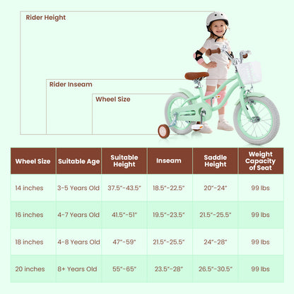 Kids Bike, 18 Inches, Adjustable Seat, Bell, Ages 3-8, Green Kids Bike at Gallery Canada