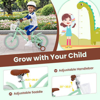 16 Inch Kids Bike with Adjustable Seat and Bell for Kids 3-8 Years Olds-16 inches, Green Kids Bike at Gallery Canada