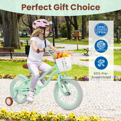 14 Inch Kids Bike with Adjustable Seat and Bell for Kids 3-8 Years Olds-14 inches, Green Kids Bike at Gallery Canada