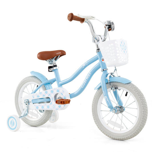 14 Inch Kids Bike, Adjustable Handlebar Seat, Light Blue Kids Bike Light Blue at Gallery Canada
