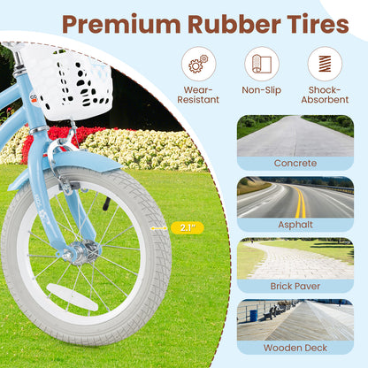 14 Inch Kids Bike with Adjustable Handlebar and Seat for 3-5 Year Old, Light Blue Kids Bike at Gallery Canada