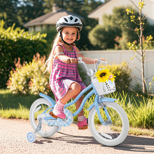 16 Inch Kids Bike with Adjustable Handlebar and Seat for 4-7 Year Old, Light Blue