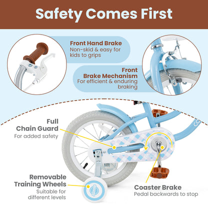 16 Inch Kids Bike with Adjustable Handlebar and Seat for 4-7 Year Old, Light Blue Kids Bike at Gallery Canada