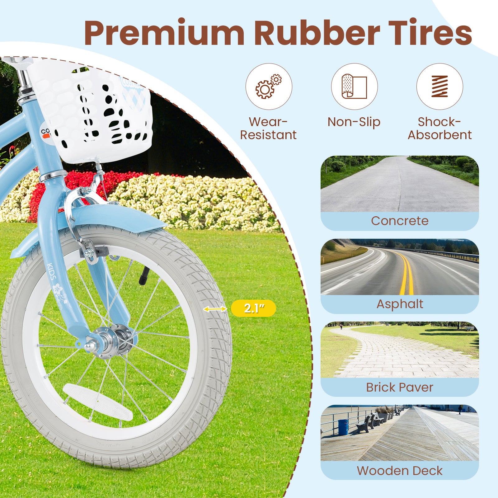 18 Inch Kids Bike with Adjustable Handlebar and Seat for 4-8 Year Old, Light Blue Kids Bike at Gallery Canada