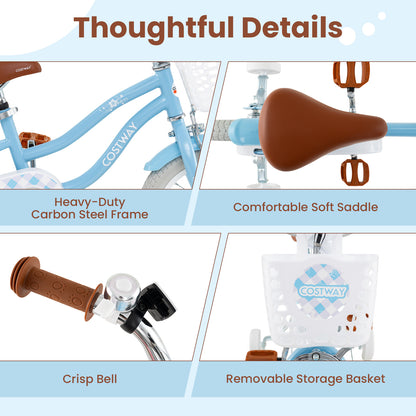 18 Inch Kids Bike with Adjustable Handlebar and Seat for 4-8 Year Old, Light Blue Kids Bike at Gallery Canada