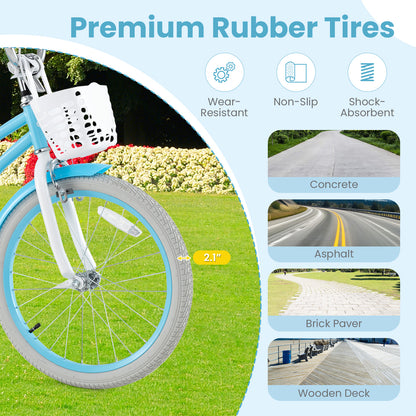 20 Inch Kids Bike with Dual Brakes and Adjustable Seat, Blue Kids Bike at Gallery Canada