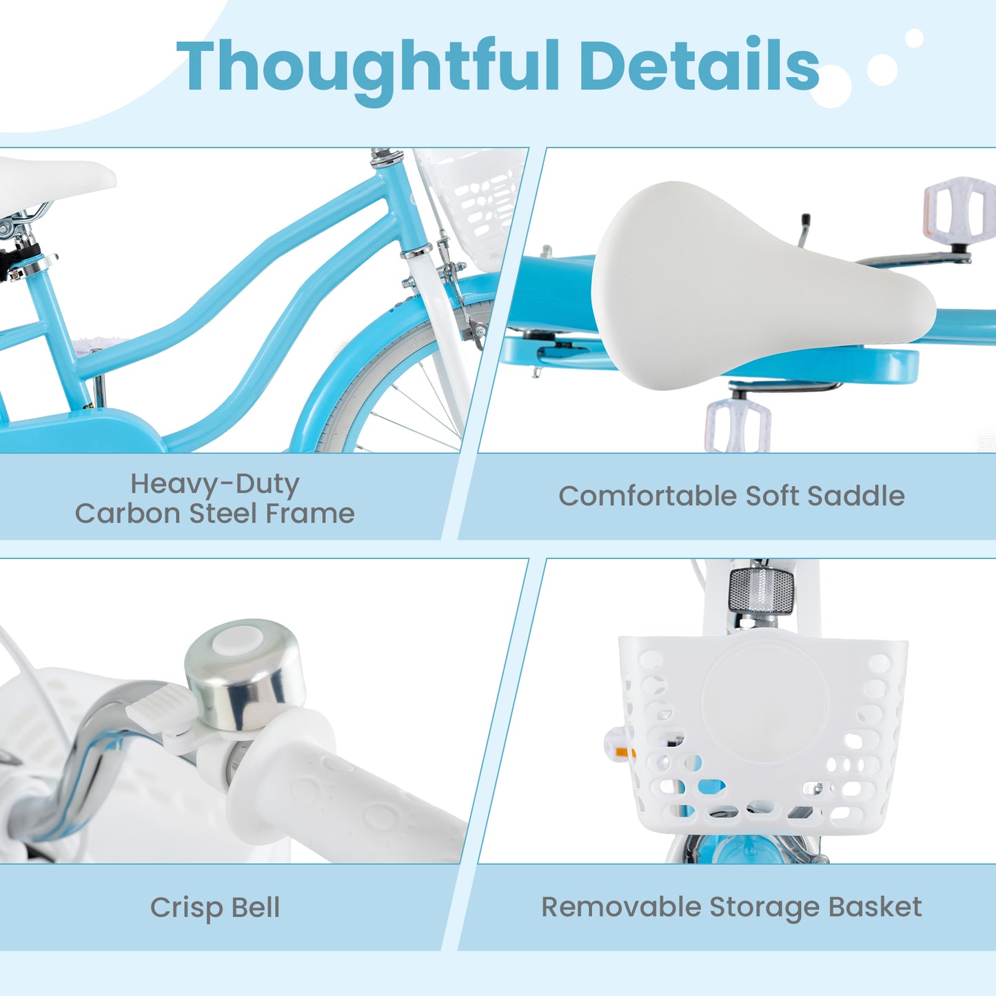 20 Inch Kids Bike with Dual Brakes and Adjustable Seat, Blue Kids Bike at Gallery Canada