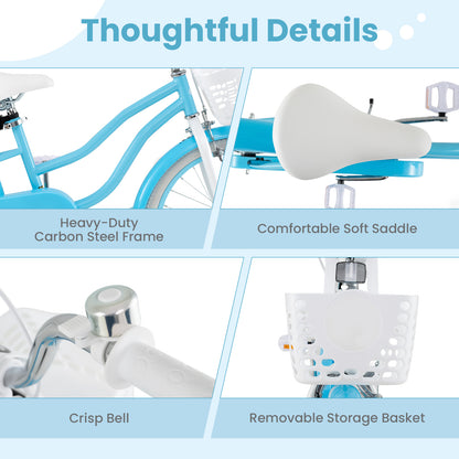 20 Inch Kids Bike with Dual Brakes and Adjustable Seat, Blue Kids Bike at Gallery Canada