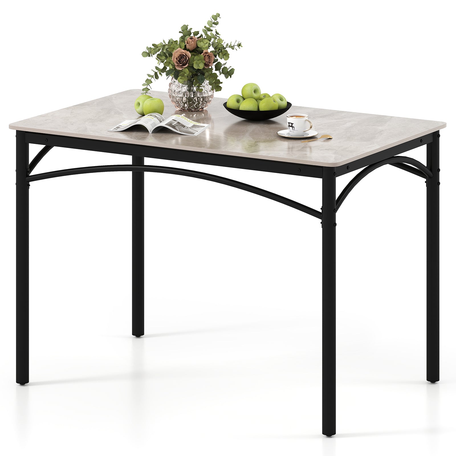 Rectangular Modern Sintered Stone Dining Table for 4 People-Grey, Gray Dining Tables at Gallery Canada
