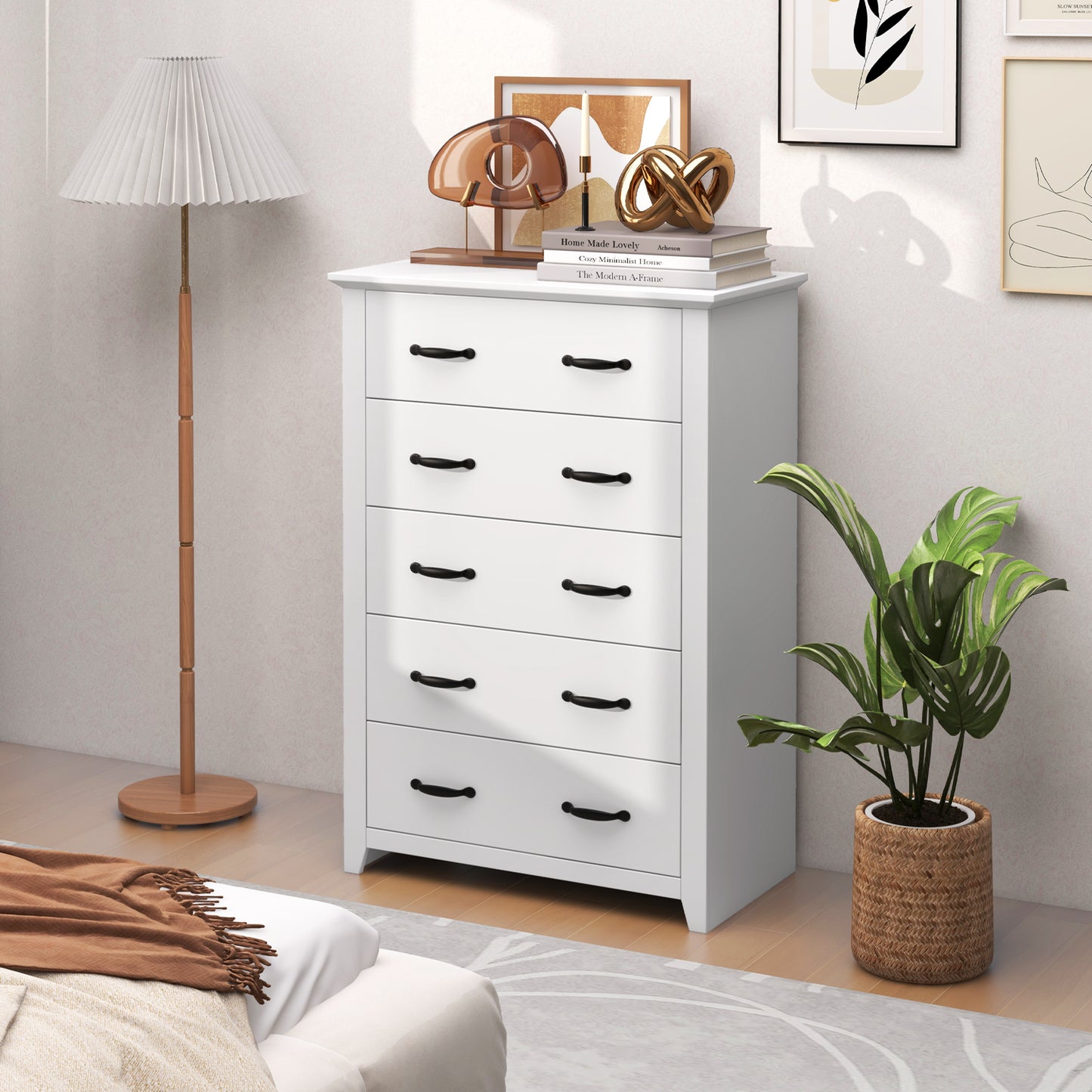 Tall Storage Dresser with 5 Pull-out Drawers for Bedroom Living Room, White Dressers & Chests at Gallery Canada