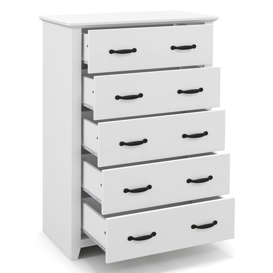 Tall Storage Dresser with 5 Pull-out Drawers for Bedroom Living Room, White Dressers & Chests White at Gallery Canada