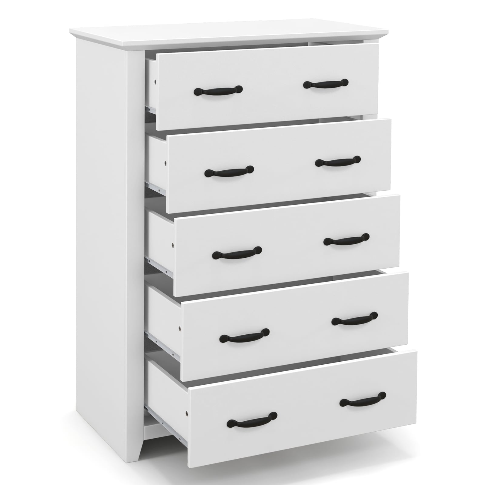 Tall Storage Dresser, 5 Pull-Out Drawers, White Dressers & Chests White at Gallery Canada