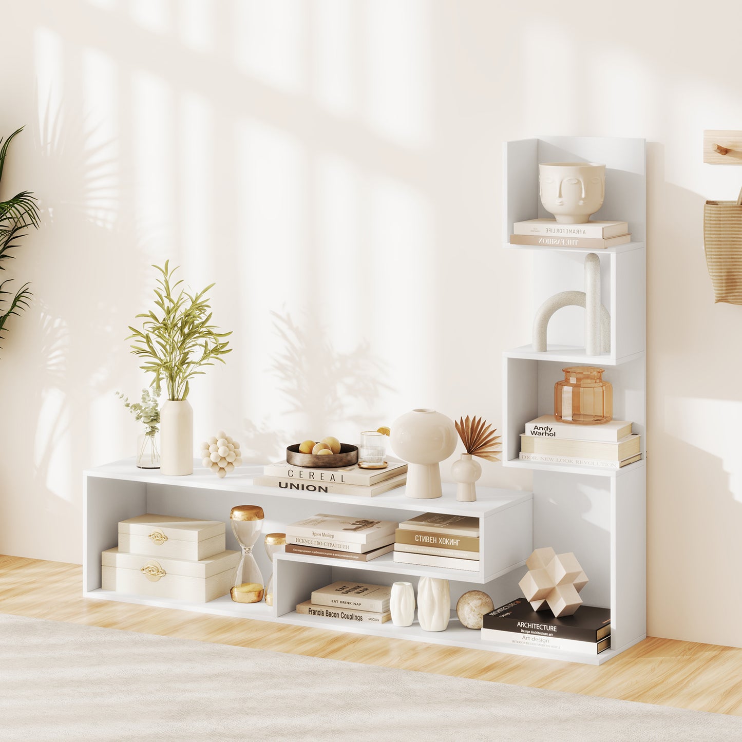 Cube TV Stand for TVs up to 50 Inch Media Console Table with Storage Shelves, White Entertainment Centers & TV Stands at Gallery Canada