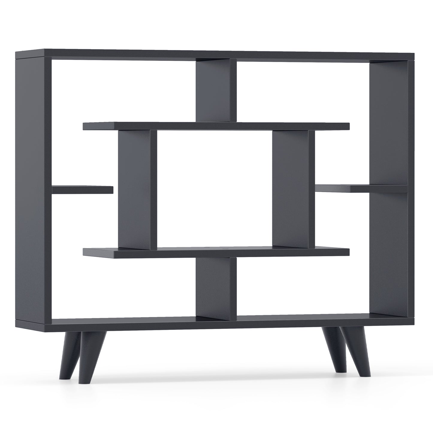 Geometric Bookcase with Anti-Tipping Kit and Storage Shelving Unit, Black Bookcases Black at Gallery Canada