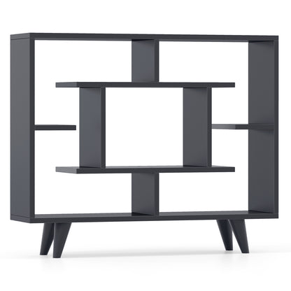 Geometric Bookcase with Anti-Tipping Kit and Storage Shelving Unit, Black Bookcases Black at Gallery Canada