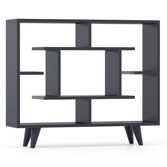 Geometric Bookcase with Anti-Tipping Kit and Storage Shelving Unit, Black Bookcases Black at Gallery Canada