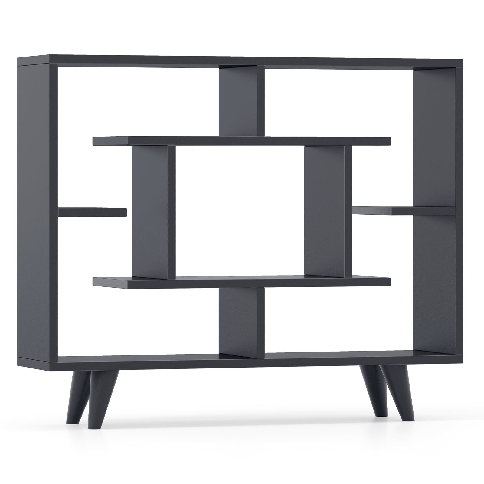 Geometric Bookcase With Anti-Tipping Kit, Storage Shelving Unit, Black Bookcases Black at Gallery Canada