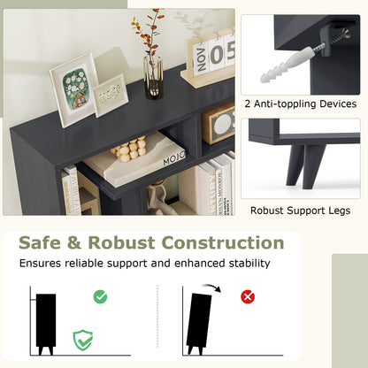 Geometric Bookcase with Anti-Tipping Kit and Storage Shelving Unit, Black Bookcases at Gallery Canada