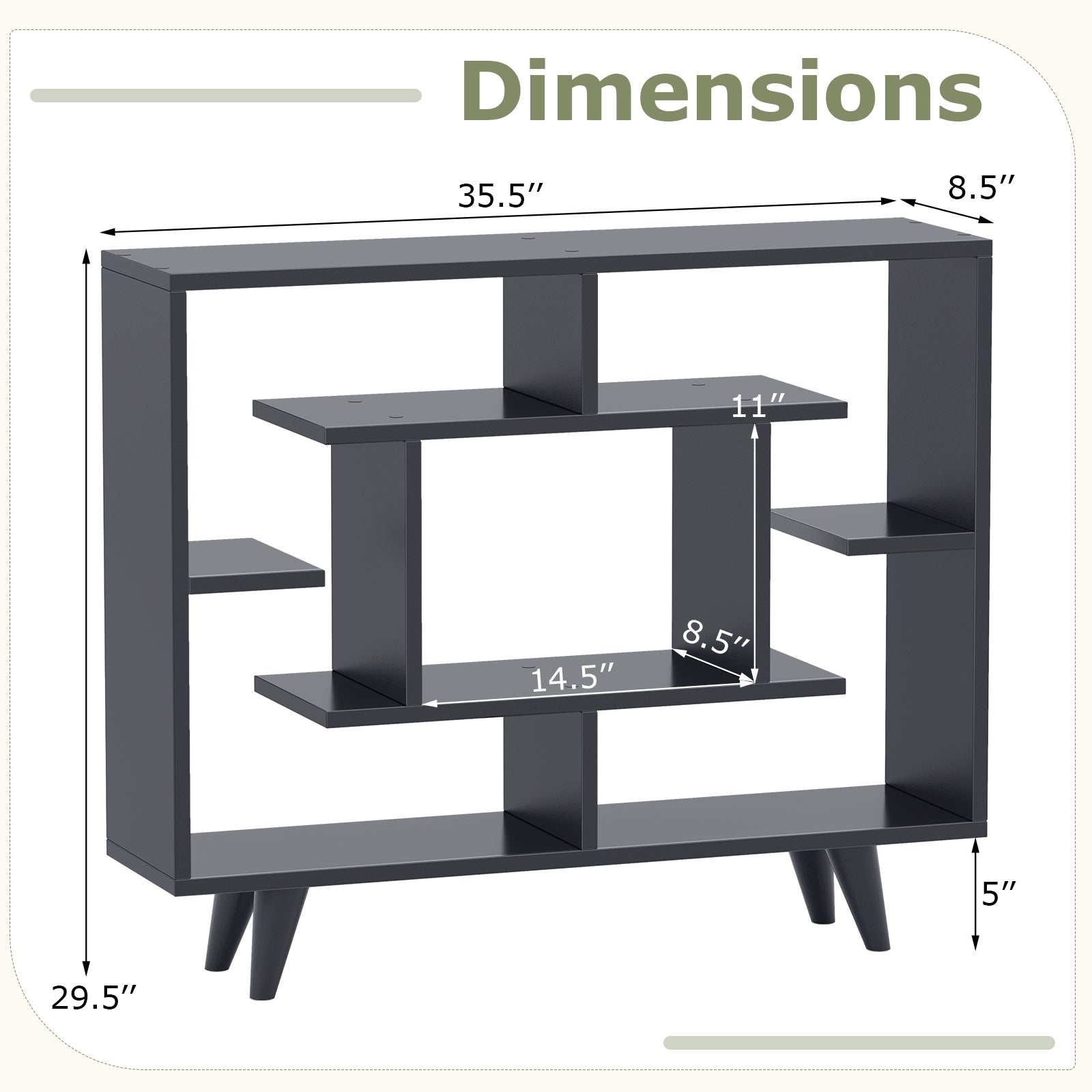 Geometric Bookcase with Anti-Tipping Kit and Storage Shelving Unit, Black Bookcases at Gallery Canada
